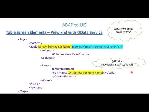 Video 6: ABAP to UI5 - Table Screen Element with different source of data