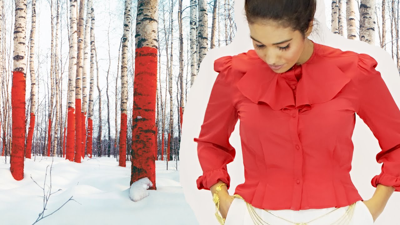 DawnMarieVintage.com — Oxford Red Ruffle Vintage Blouse SKU:205015