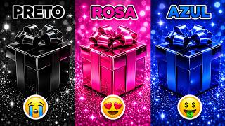 Escolha o Seu Presente! 🎁 Preto, Rosa ou Azul 🖤🎀💙 Você tem sorte? 😱 Quiz Tap