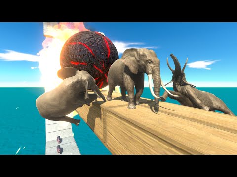 Falling and Run on Fireball Path Challenge - Animal Revolt Battle Simulator