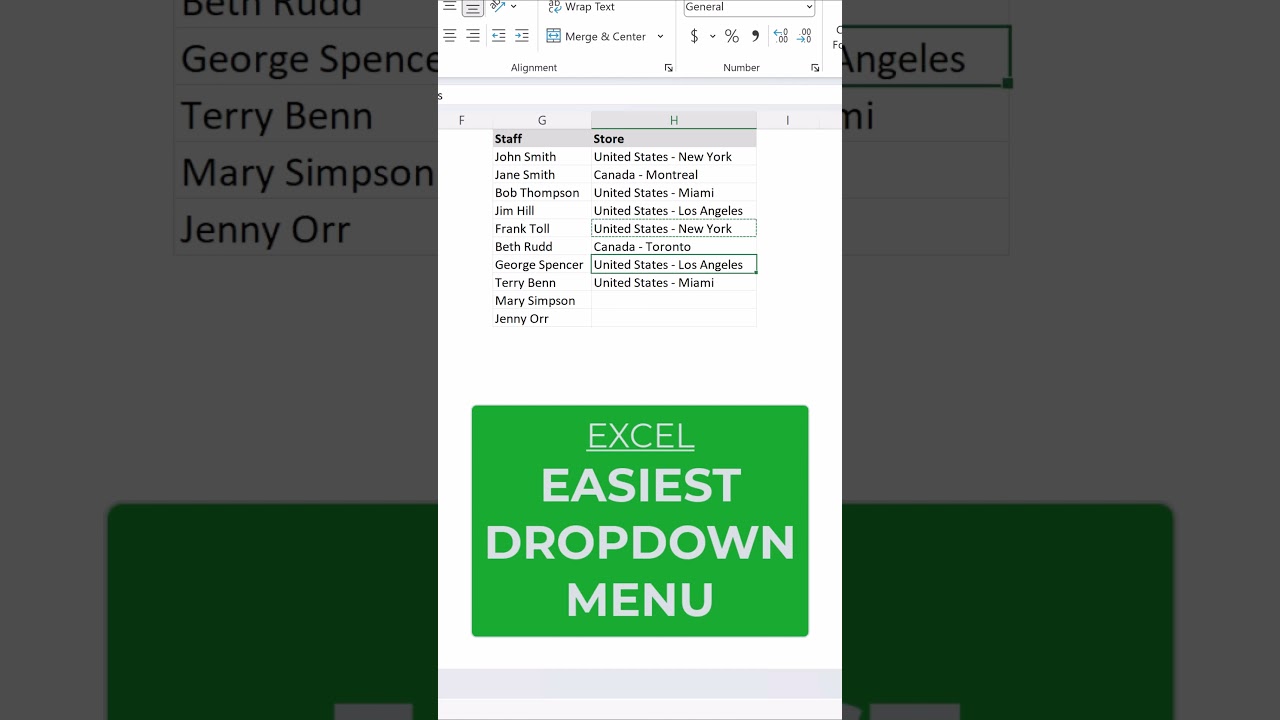 Excel - Easiest. Dropdown menu. Ever.