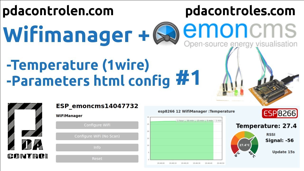 WifiManager + Emoncms + ESP8266 , Configure & measurement Temperature #1 : PDAControl