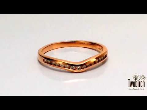 Round Fifteen Stone Channel Set Contour Wedding Ring in Rose Gold - TwoBirch TB-CR-0007-RG-E