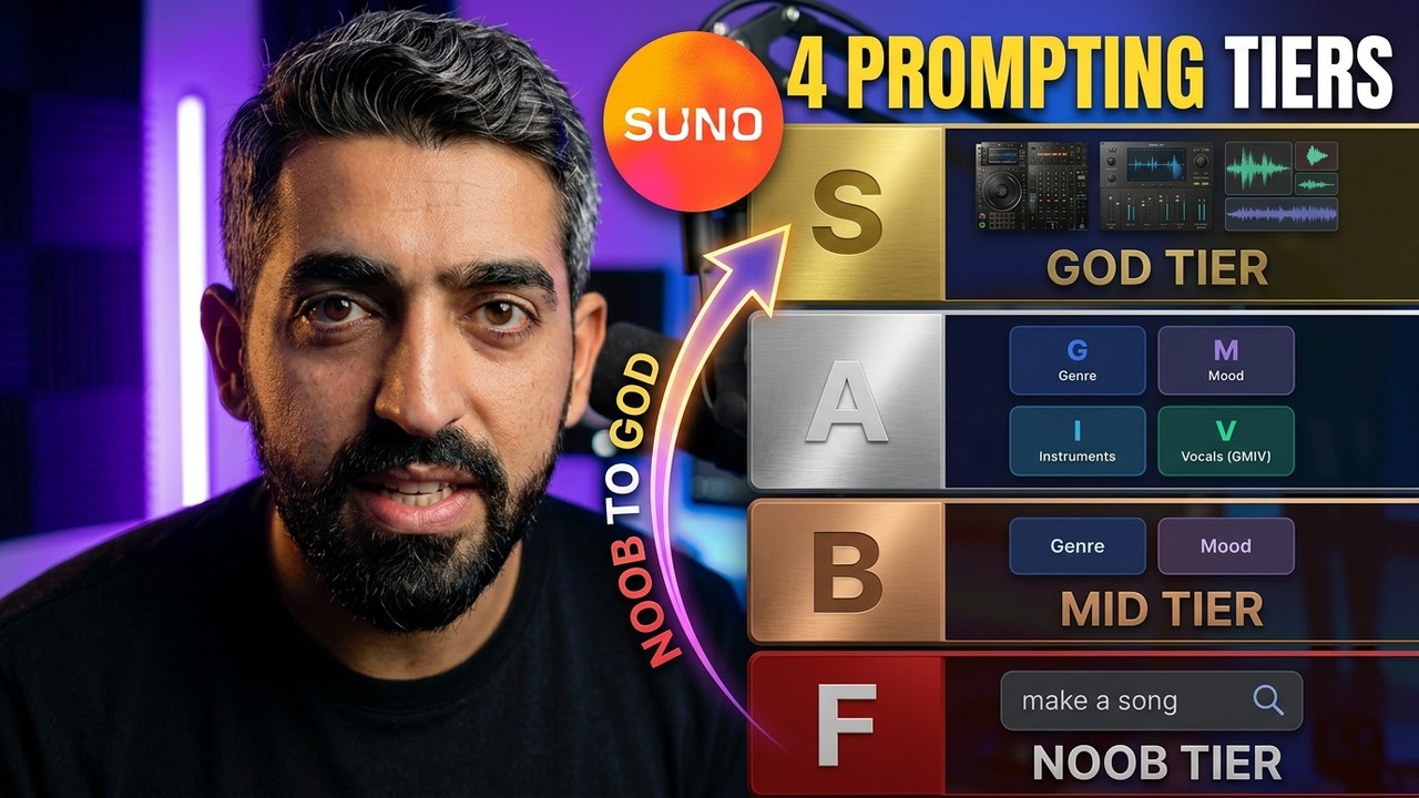 4 Suno AI Prompting Tiers: From Noob to God Tier Music Creation - Thumbnail