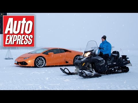 Lamborghini Huracan vs Snowmobile...and huskies...