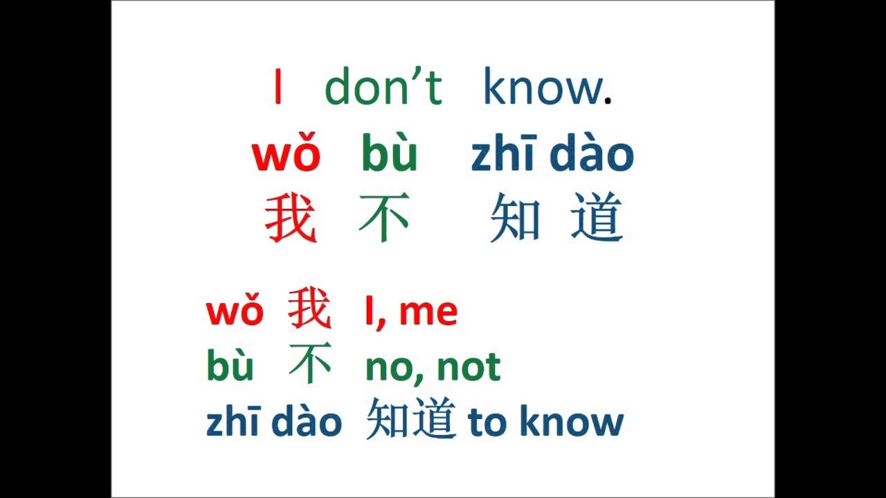 6. I don't know 我不知道 Chinese 101