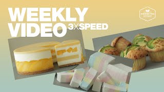 #41 일주일 영상 3배속으로 몰아보기 (아보카도 레몬 머핀, 파스텔 마시멜로우, 노오븐 망고 치즈케이크) : 3x Speed Weekly Video | Cooking tree