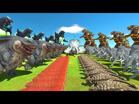 Lava Godzilla 2014 Vs Team Super Godzilla Vs Shin Godzilla Death run -Animal Revolt Battle Simulator