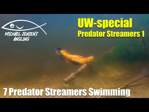7 predator streamer flies - swimming underwater