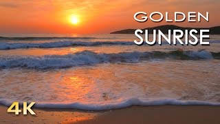 4K Golden Sunrise - Nature Relaxation Video - Relaxing Sea Ocean Waves Sounds - NO MUSIC - UHD 2160p