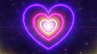 Neon Lights Love Heart Tunnel and Romantic Abstrac