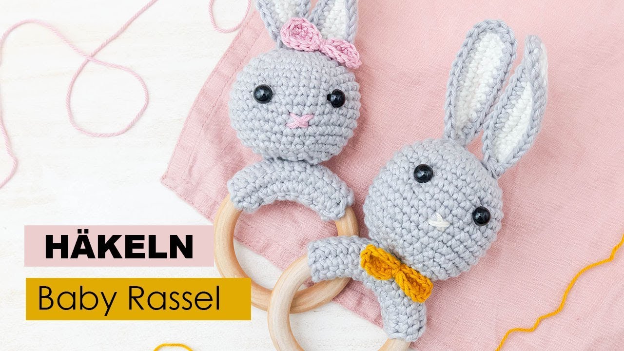 Hasen Rassel häkeln | 🎁 DIY-Geschenk zur Geburt