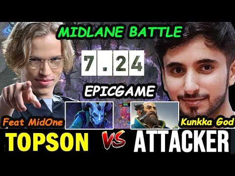 MIDLANE BATTLE | OG Topson [Riki] vs Attacker Kunkka GOD Dota 2 7.24 pro Gameplay