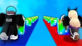 So we did a LUCKY BLOCK RACE in Roblox Bedwars..