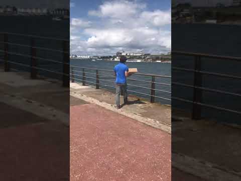 Releasing Hercules at the end of Mount Batten Pier