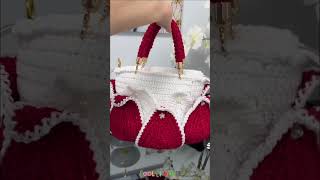 Beautiful Red and white Crochet bag design 😍💖 #crochet #crochetpatterns #shorts