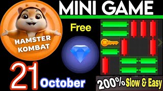 21 October 💎🔑🐹 Puzzle Trick: P2E Hamster Kombat key MiniGame Solved, slow step by step! 🎮