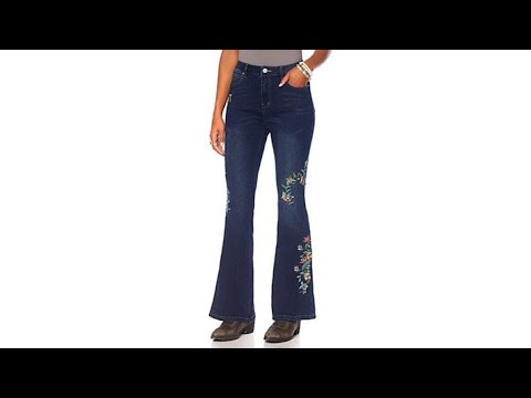 Sheryl Crow Floral Embroidered Flare Jean