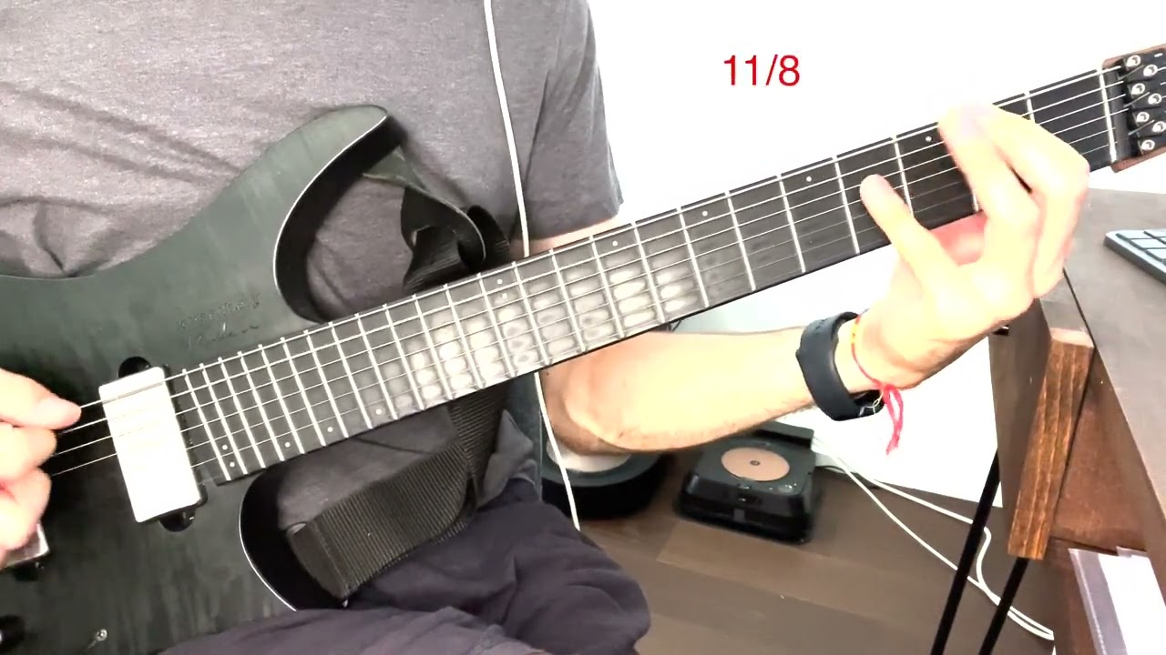 Roberto Barlocci playing the odd-meter riff from Dream Theater's Sacrificed Sons on electric guitar