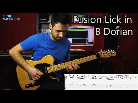 Jazz Fusion Guitar Lick in Bm - Dorian Mode