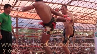 preview picture of video 'Lethwei Burmese Boxing [HD] - Tun Tun Min vs. Berneung (1): Myanmar Letwhay vs. Muay Thai 02/2015 Ye'