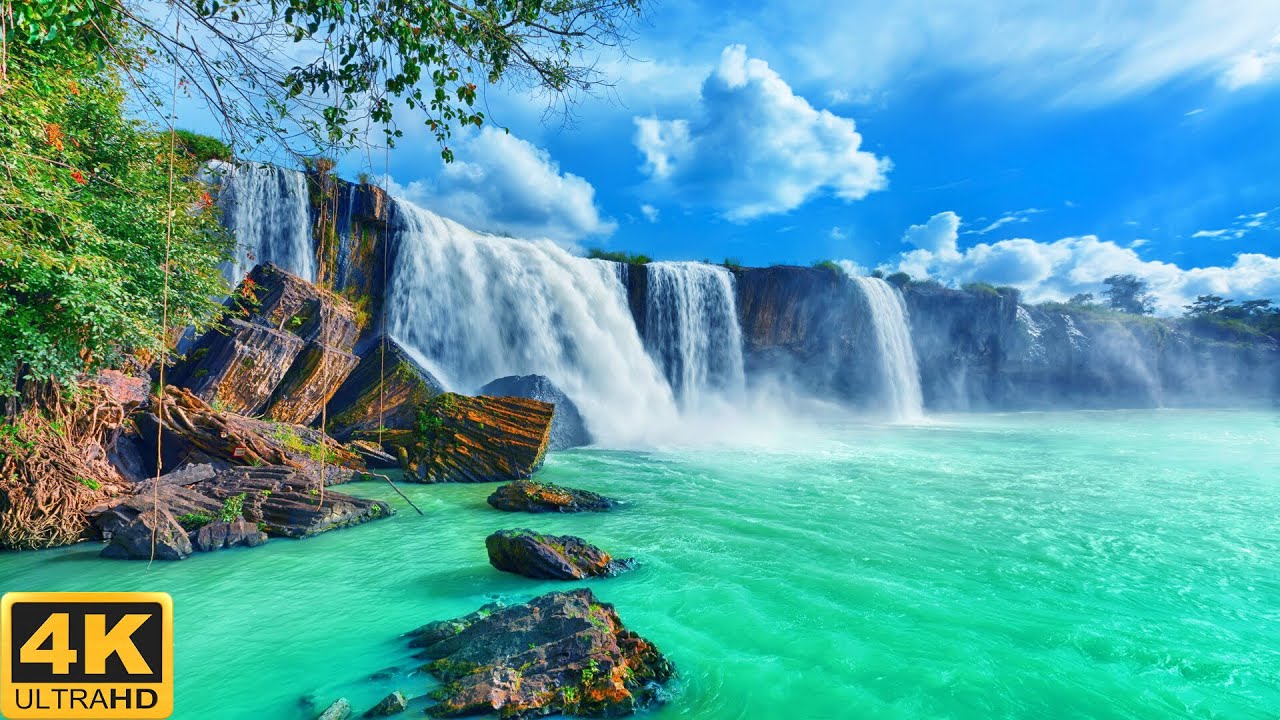 WATERFALL NATURE IN 4K UHD - Relaxing Music With Beautiful Nature Films (4K Video Ultra HD)