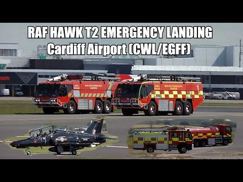 Royal Air Force BAE Systems Hawk T2 ZK021 | EMERGENCY LANDING at Cardiff Airport with ATC