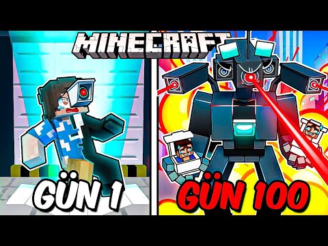 Minecraft'ta TİTAN CAMERA-MAN OLUP 100 GÜN HAYATTA KALDIM 📸