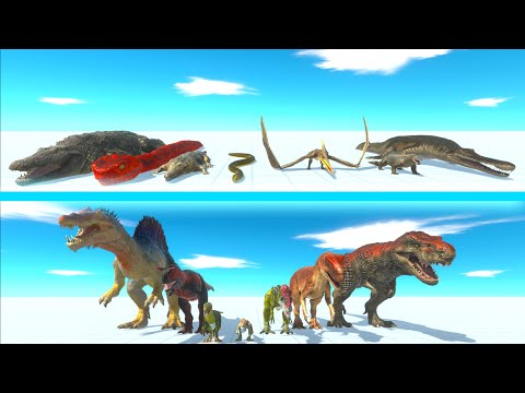 REPTILES Team vs CARNIVORE DINOSAURS Team - Animal Revolt Battle Simulator ARBS
