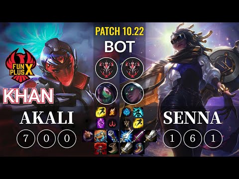 FPX Khan Akali vs Senna Bot - KR Patch 10.22