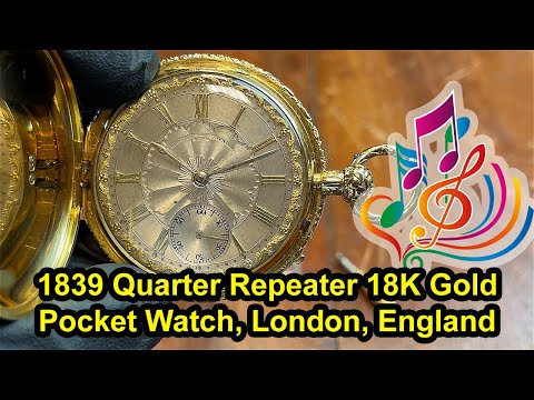 Antigo relógio de bolso repetidor de ouro 18K. Inglaterra, 1839 (BO-E-015)