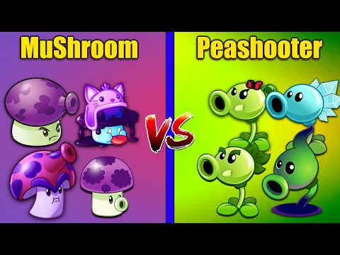 PVZ2 - Team MUSHROOM vs PEASHOOTER! Who Will Win? - Team Plant Vs Team Plant!