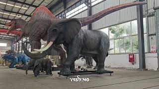 Animatronic African elephant with moving ears and trunk
