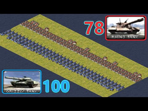 Grizzly vs Rhino - long battle area - Same Cost - Red Alert 2
