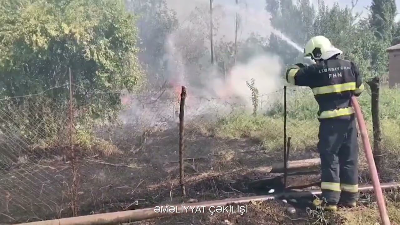 Bərdədə açıq sahədə yanğın olub VİDEO
