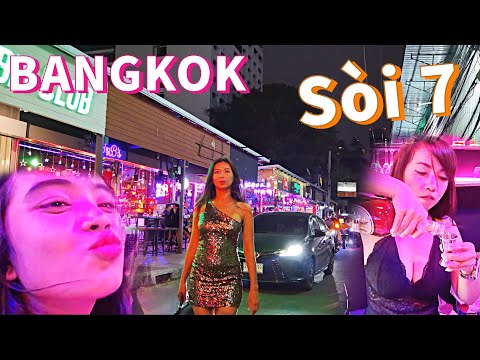Cenas da vida noturna de Bangkok em Sòi 7 e RainBar