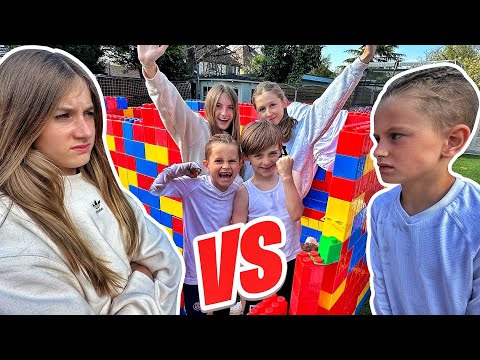 LAST TO LEAVE GIANT LEGO HOUSE CHALLENGE | BOYS v GIRLS