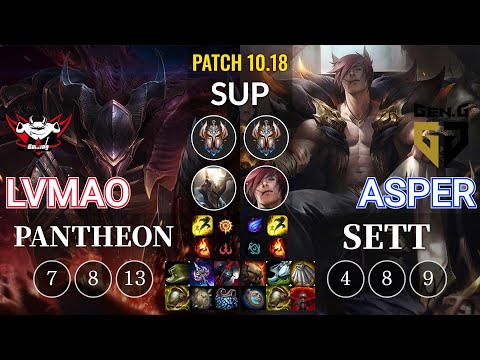 JDG LvMao Pantheon vs GEN Asper Sett Sup - KR Patch 10.18
