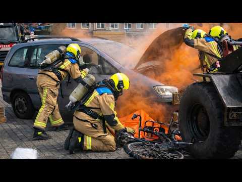 Brand bij ongeval met 2 beknelde personen | Brandweer Maasdijk in actie tijdens demonstratie