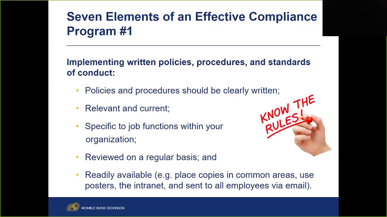 Webinar - Seven Elements of an Effective Compliance Program