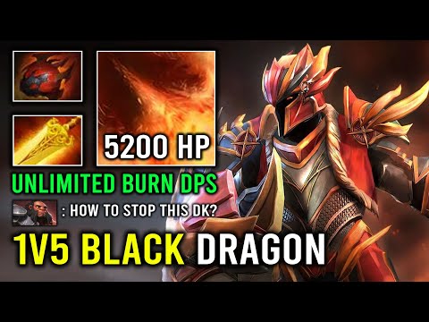 CRAZY 1v5 Black Dragon 5200 HP Infinite Radiance Burn DPS 100% Deleted Offlane Dragon Knight Dota 2