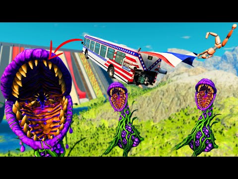 PLANTS vs CARS | Cars Jumping into Giant MONSTER PLANT Mouth | BeamNG.drive