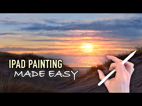 IPAD PAINTING MADE EASY - Beach Grass Sunset landscape tutorial in Procreate