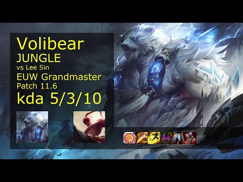 Volibear Jungle vs Lee Sin - EUW Grandmaster 5/3/10 Patch 11.6 Gameplay