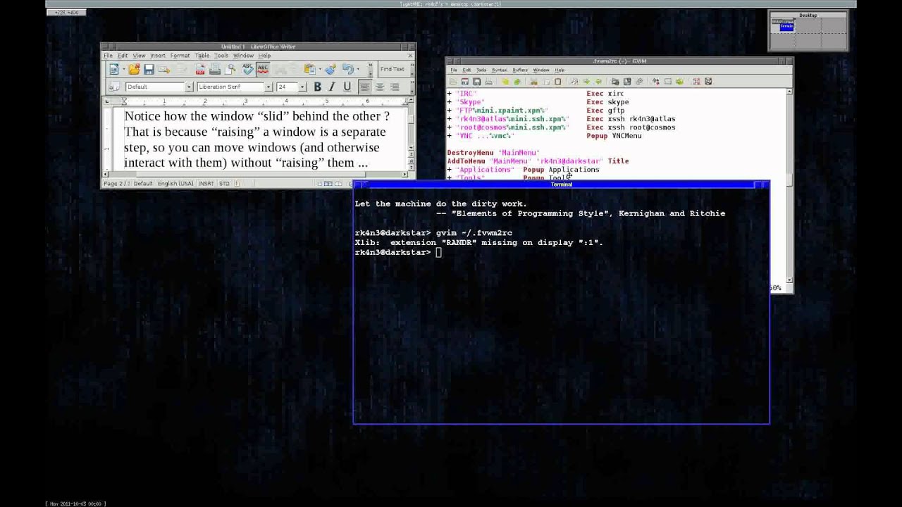 A basic linux desktop demo - fvwm