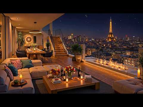 Cozy Paris Night 🌃 Luxury Apartment with Elegant Jazz Saxophone & Fireplace Sounds for Relaxation