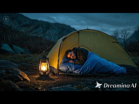 CAMPING BUSHCRAFT HEAVY RAIN WITH TRANSPARENT TARP AND PLASTIC WRAP - RAIN SOUND FOR RELAXATION #011