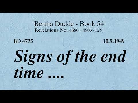 BD 4735 - SIGNS OF THE END TIMES ....
