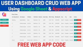 CRUD Web App Dashboard with Dependent Dropdown Using #googlesheet & #appsscript | C16