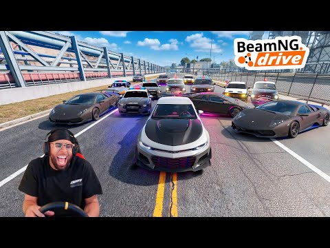 20 COPS VS. 1 RACER IN BEAMNG.DRIVE lmaooo